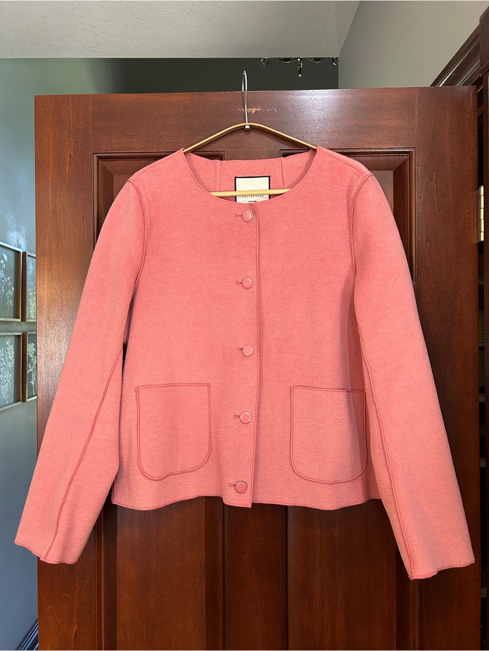 Bagatelle Collection Dusty Rose Collarless Button Jacket Size L